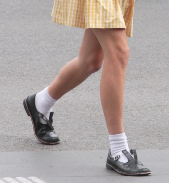 Girls Spot On Flat Velcro Bar School Shoes