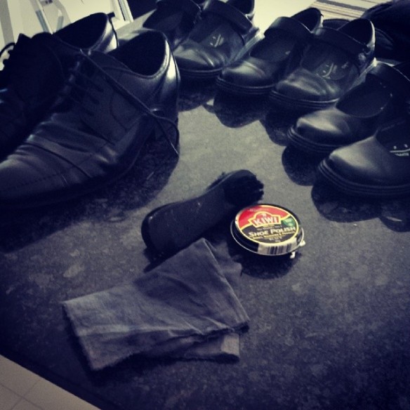 Polishing school shoes for the new year