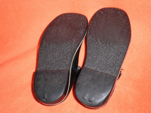 Harrison t-bars with worn and scuffed soles