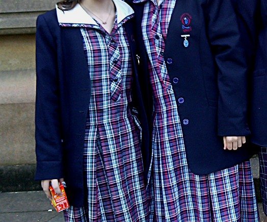Domremy College girls in summer dress and blazer